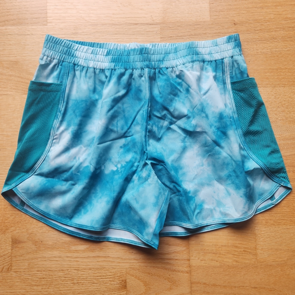 NWT Lands End Spa Blue Tie Dye Active Shorts